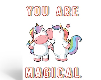 You Are Magical Unicorns Greeting Card | Poetry by Pillow Thoughts Series Books, LGBTQ+ Australian Author Courtney Peppernell