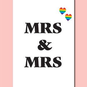 Tarjeta de felicitación de boda MRS & MRS LGBTQIAP+, Gay, lesbiana, bi, trans, Enby, Compromiso, Aniversario, Felicitaciones de celebración