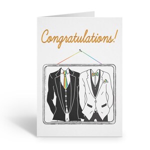 Parabéns, ternos elegantes, estilo orgulho LGBTQIAPN2S+, casamento, noivado, aniversário, cartão de felicitações