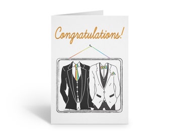 Congratulations Dapper Style LGBTQIAP+ Wedding Greeting Card - Two Suits