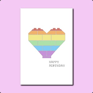 Happy Birthday Rainbow Pride LGBTQN+ Brick Heart Greeting Card | Celebration of life card