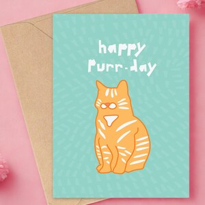 Carte de voeux HAPPY PURR-DAY | Amoureux des animaux de compagnie | Anniversaire Furbaby