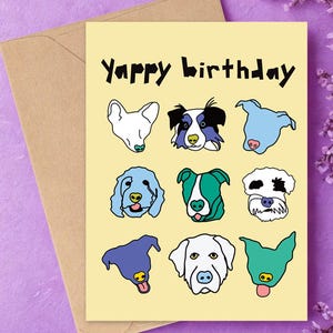 Tarjeta de felicitación de cumpleaños de PERROS LADRONES / Amantes de los animales, mascotas y bebés peludos / Tarjeta divertida, con humor y juegos de palabras