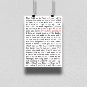Beautiful Girlfriend Poem Anniversary Art Print / Poesía de Pillow Thoughts Series Books, autora australiana LGBTQ+ Courtney Peppernell