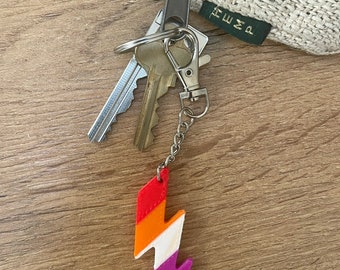 3D LGBTQ+ Lightning Key Chain | Rainbow Gay, Lesbian, Trans, Non-Binary, Pansexual, Asexual, Bisexual, Demisexual Pride