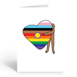 ALL INCLUSIVE POC Hugs Greeting Card | lgbtqiap+ love peace hugs smiles pride | people of colour humans matter