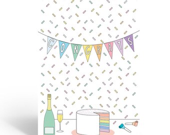 Rainbow Cake Congrats Card ~ Brittany Wiggins Art X TBP