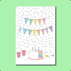 Wenskaart van de Cake van de Verjaardag van de regenboog | Pride Empowerment-kaart | Coming-out kaart | LGBTQIAP + Verjaardagskaart
