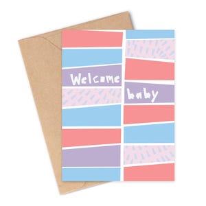 WELCOME BABY Geo Abstrakt Grußkarte | Neues Baby, Regenbogen Familienkarte | LGBTQ