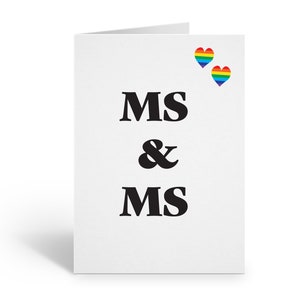 Cartão de felicitações de casamento Ms & Ms | LGBTQ+ Lésbica Queer Bissexual | Duas noivas, duas mulheres | Cartão de felicitações de noivado para pessoas do mesmo sexo