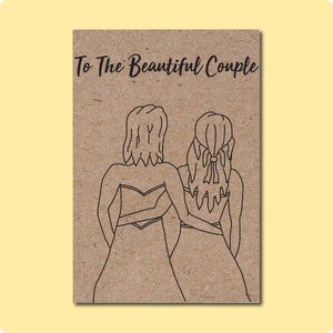 Mooi paar bruiloft wenskaart | Twee vrouwen, twee lesbiennes, biseksuelen, LGBTQIAP+ Engaygement en Getting Hitched-kunst