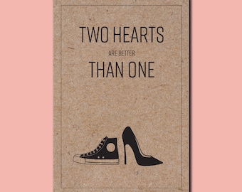 Two Hearts Are Better Greeting Card | Wedding Engagement Love Card | Kraft Recycled Card made in Australia