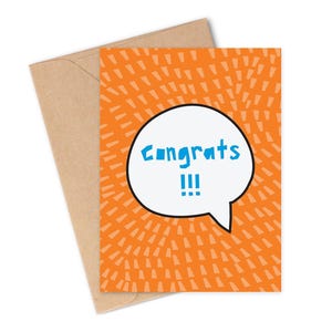 CONGRATS QUOTE BUBBLE Grußkarte | Hochzeit, Jubiläum, neues Baby, Meilensteine Spaß Pop Art Kulturkarte