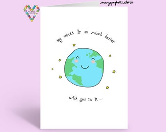 World Is So Much Better With You Smiley Greeting Card | Empowerment Card | Mental Health Support | Spread the love
