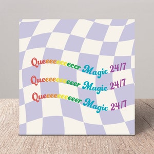 QUEEEEEEEEEER MAGISCHE 24/7 geruite wenskaart | LGBTQIAP+ empowerment, bruiloft, verjaardag, jubileum