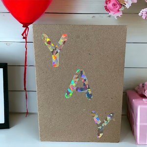 YAY HOLOGRAFISCHE wenskaart | Bruiloft, Verloving, Verjaardag, Nieuwe baby, Jubileum, Coming Out Gerecycleerde Kraftkaart