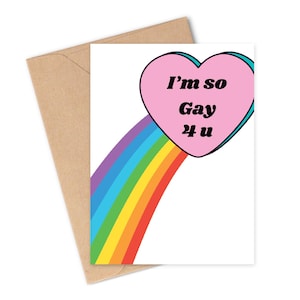 GAY 4 U-wenskaart | LGBTQIAPN+ Valentijnsdag, jubileum, brutale verjaardagskaarten