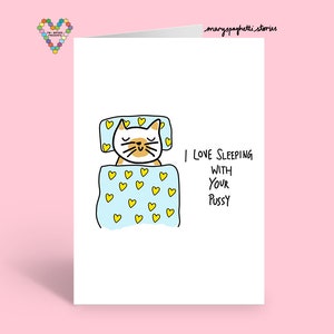 Cartão de felicitações Dormindo com seu gatinho | Humor engraçado e trocadilho | Dia dos Namorados LGBTQ+, Aniversário, Casamento, Aniversário