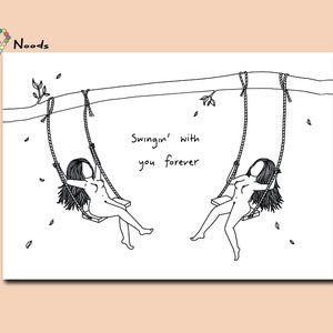 Swingin' With You Forever LGBTQ+ Greeting Card | Anniversary, Love, Valentine's Day Illustration