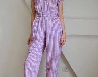 purple gingham jumpsuit