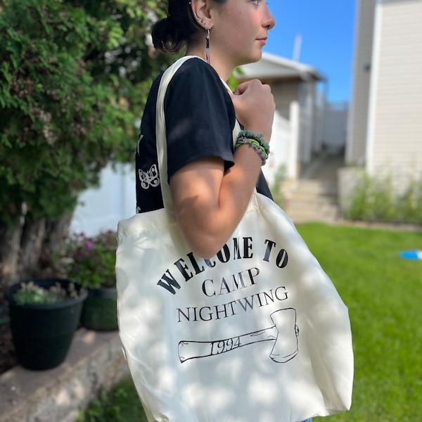 Camp Nightwing, Polyester and HTV Tote Bag