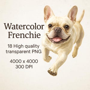Aquarell Französische Bulldogge PNG, digitaler Download, kommerzielle Nutzung, hochwertige PNG, süßer Hund Clipart, französische Bulldogge Kunst, Hund PNG, Frenchie