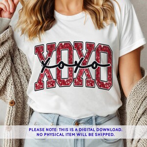 Rotes Xoxo PNG, Xoxo Faux Glitter Valentinstag T-Shirt Design, prickelndes rotes Herz Xoxo PNG, Valentinstag Clipart, Valentinstag Sublimation Design