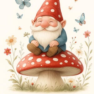 Spring Gnomes Clipart, Whimsical Spring Gnome, Garden Clipart, Watercolor clipart, Commercial Use, Spring Gnome Bundle, High Quality JPG