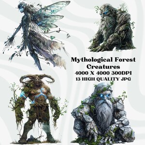 Creepy Monsters, Forest Creatures, Mythological Creatures, High Quality JPG Digital Download, Dark Fantasy Clipart