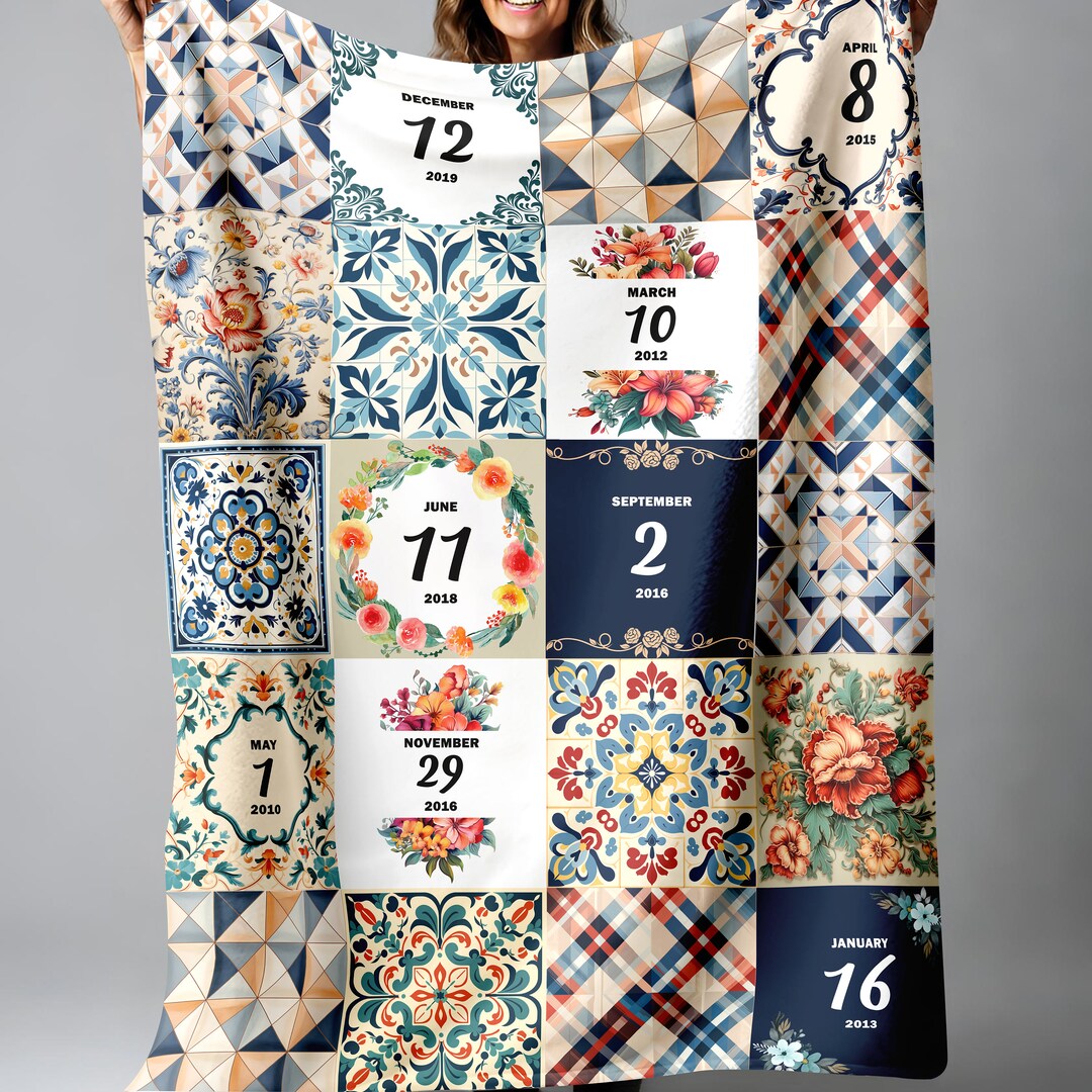 Custom Dates Blanket, Personalized Blanket, Personalized Gift