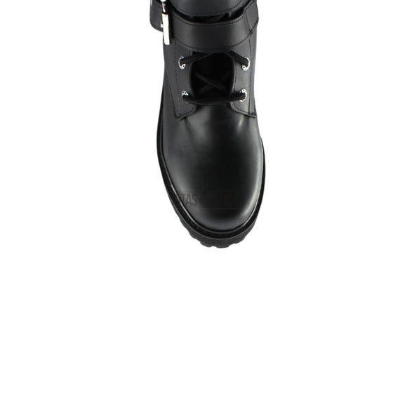 Men's Gothic Punk Leather Knee-high Boots, Five Buckles, Metal