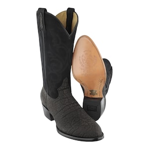 El General Bull Neck Leather Cowboy Boots – Nubuck Shaft, Size 7 US