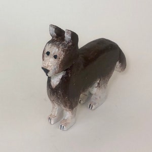 Hand Carved Wood Dog Decor