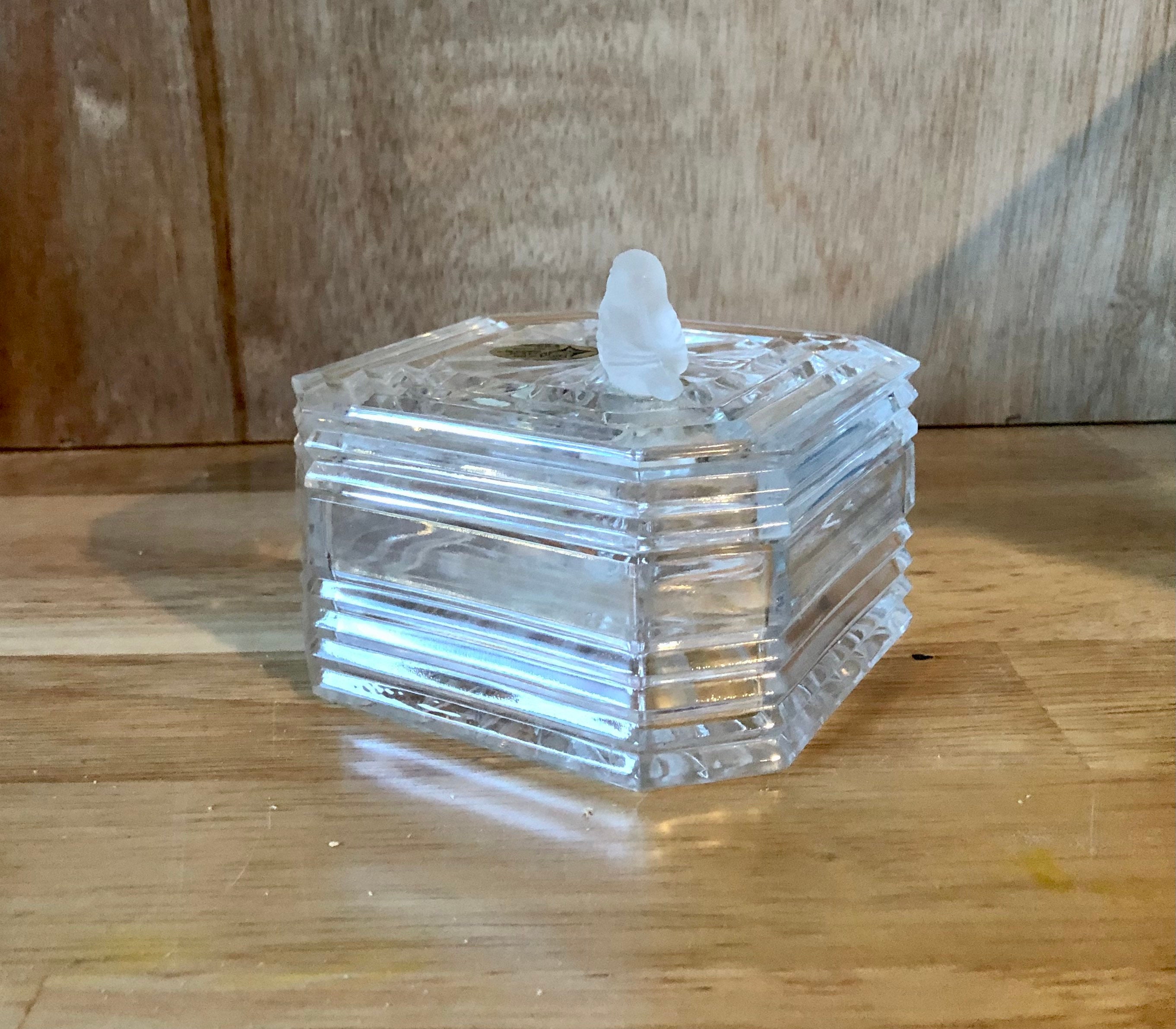 Lead Crystal Trinket Box W/bird on Top Etsy
