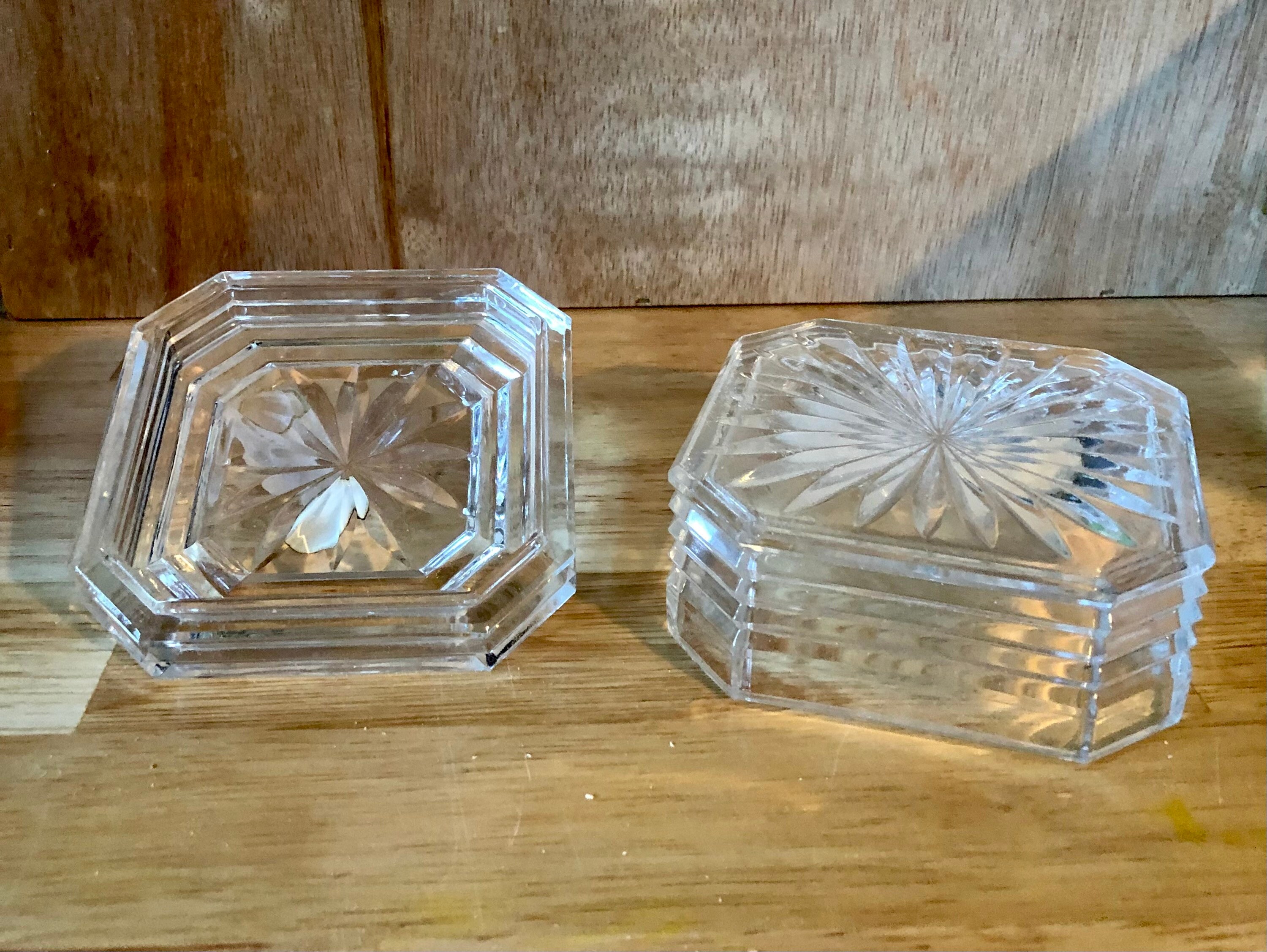 Lead Crystal Trinket Box W/bird on Top Etsy