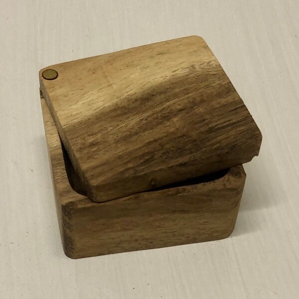 2 Tone Swivel Top Wood Trinket Box