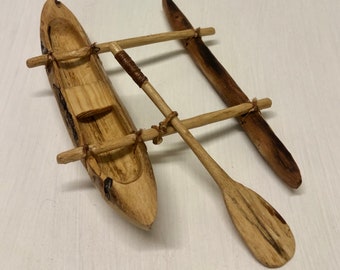 Wood and Resin Outrigger Canoe Decor