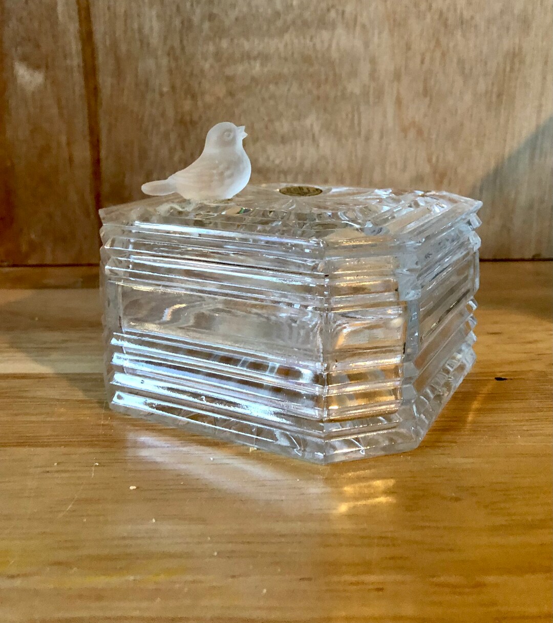 Lead Crystal Trinket Box W/bird on Top Etsy