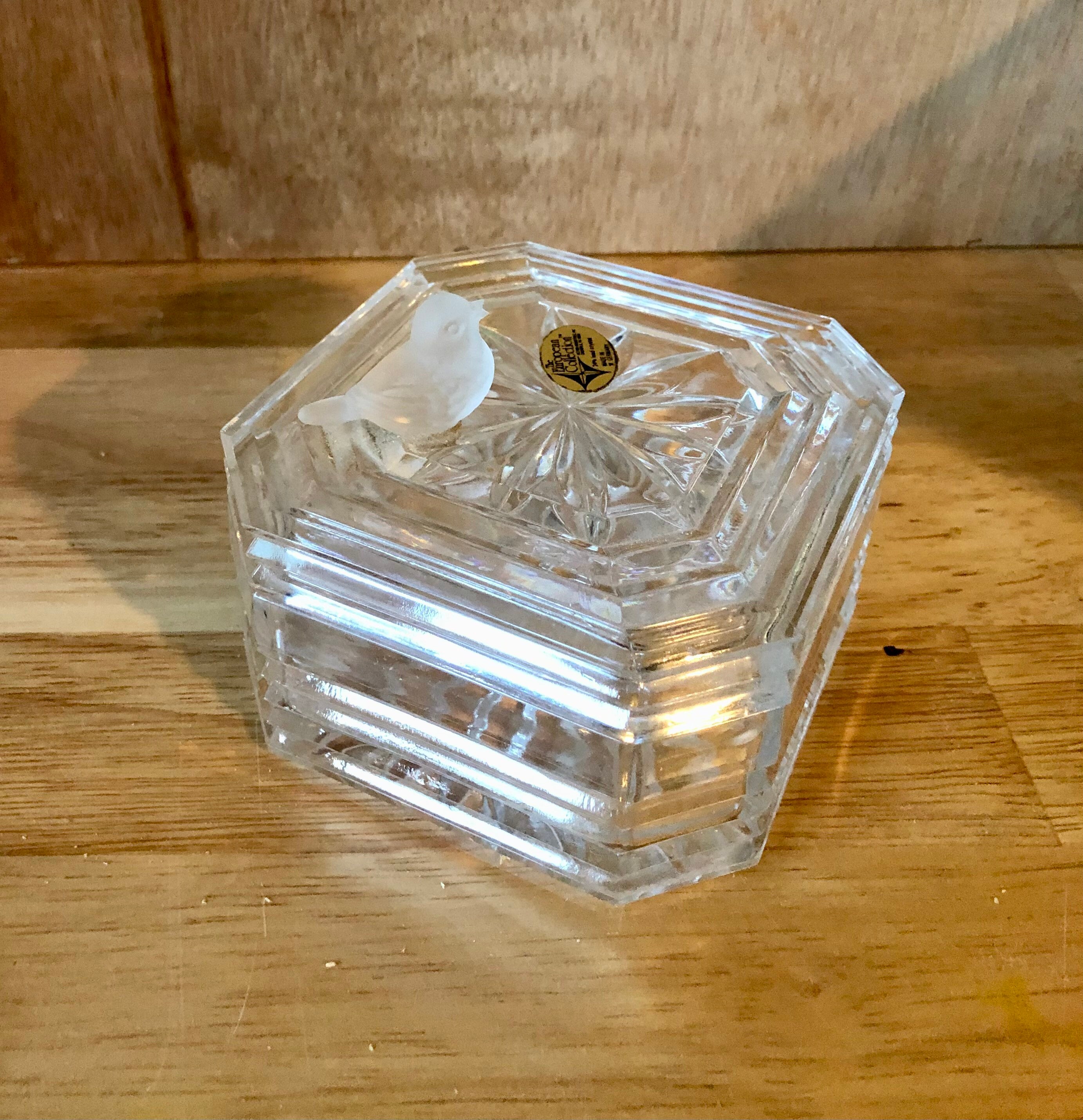 Lead Crystal Trinket Box W/bird on Top Etsy