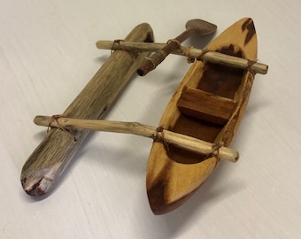 Handcrafted Wood Outrigger Canoe Decor