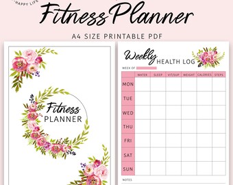 Fitness & Meal Planner Printable: Weekly Health Log (PDF)