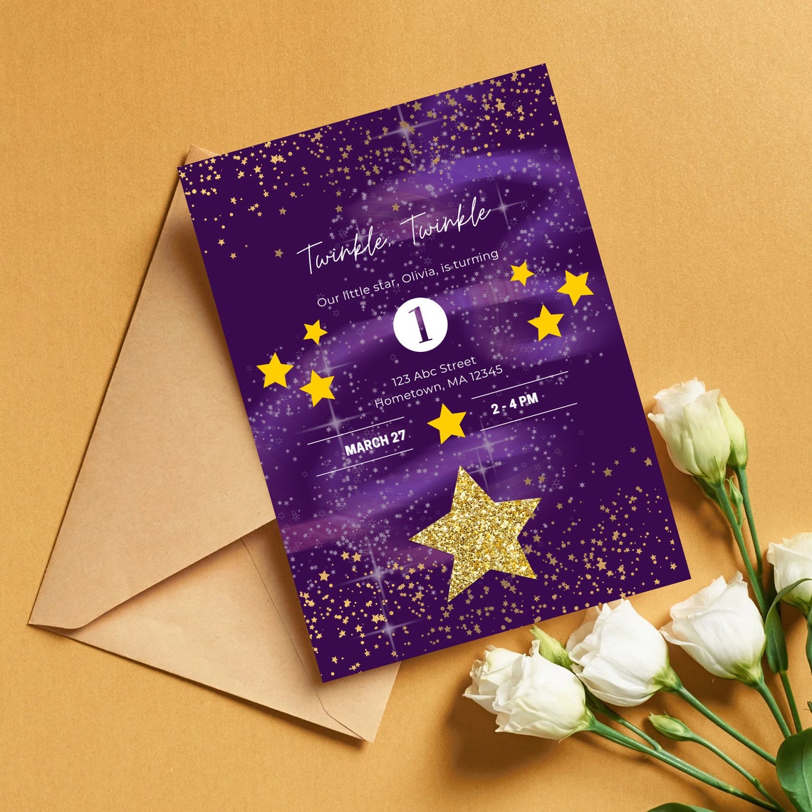Star Theme Birthday Party Invitation Template DIGITAL Etsy