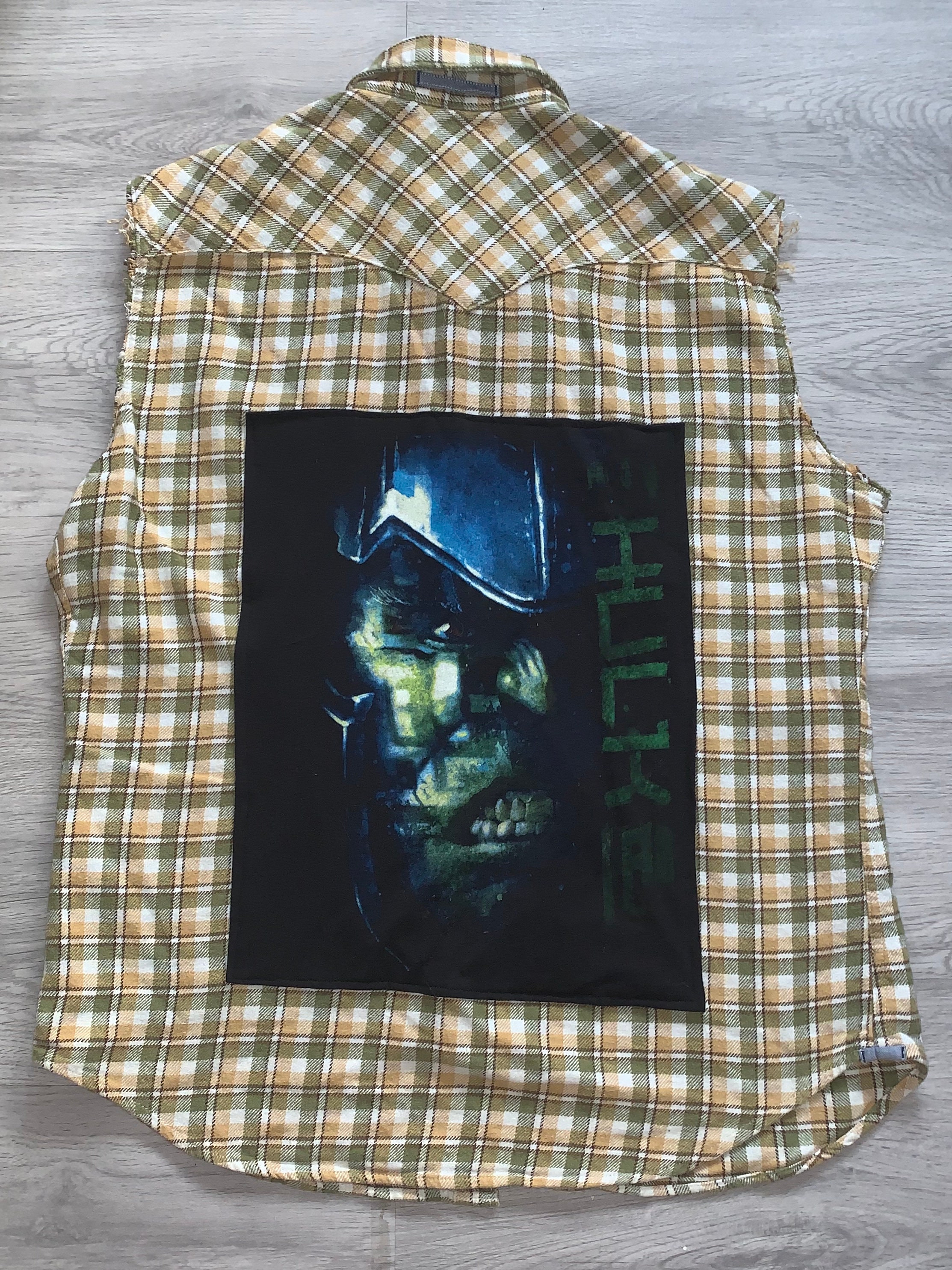 Image of Levi’S Plaid Sleeveless Reworked Shirt The Hulk Size L