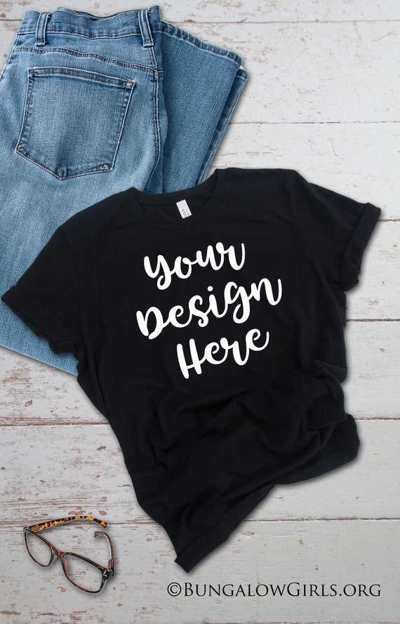 Tshirt Mockup Bella Canva 3001 Tshirts Printful Black Tshirt Etsy