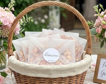 Pegatinas para bolsas de pétalos de boda - Confeti de flores - Confeti de boda - Bolsas de pétalos - Lanzamiento de flores - Personalizadas - Sobres de vitela