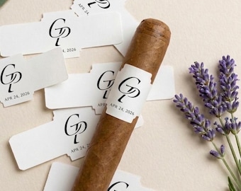 Etiquetas para puros de boda al por mayor - Etiquetas personalizadas para puros - Etiquetas adhesivas para puros - Etiquetas con monograma para puros - Recuerdos de boda personalizados - Etiqueta para puros