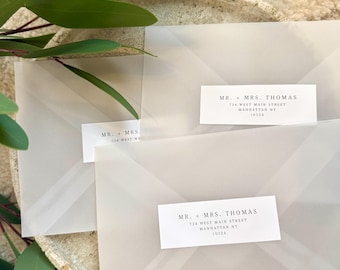 Etiquetas personalizadas para invitaciones de boda - Sellos de vitela para sobres al por mayor