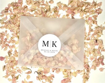Pegatinas para bolsas de pétalos de boda - Confeti de flores - Confeti de boda - Sobres vacíos - Lanzamiento de flores - Personalizado - Sobres de vitela