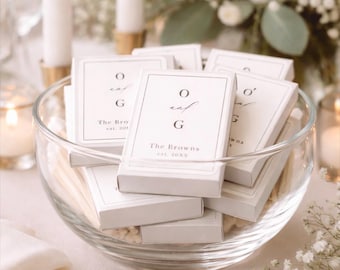 Cajas de cerillas para boda al por mayor - Cajas de cerillas personalizadas al por mayor - Etiquetas para cajas de cerillas - Etiquetas personalizadas para cajas de cerillas al por mayor - Recuerdos de boda personalizados