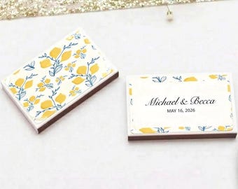 Cajas de cerillas de limón para bodas y despedidas de soltera (a granel) - Verano italiano - Cajas de cerillas personalizadas - Etiquetas personalizadas para cajas de cerillas - Recuerdos de boda personalizados